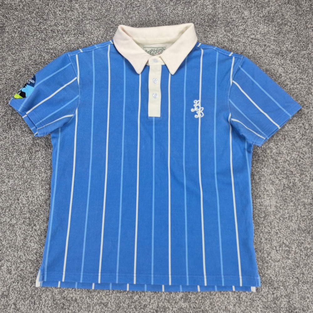 Bogey Boys Polo Shirt Mens Small Blue Striped Retro Golf Cotton